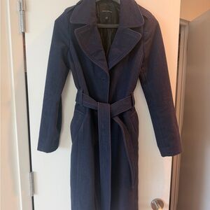 Banana Republic wool women's belted trench coat in navy